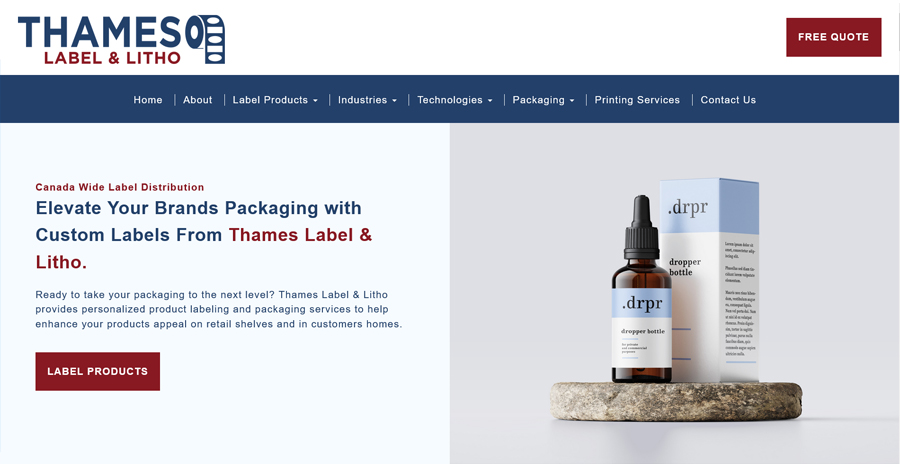 Thames Label & Litho Website Design, Development, & Content Creation
