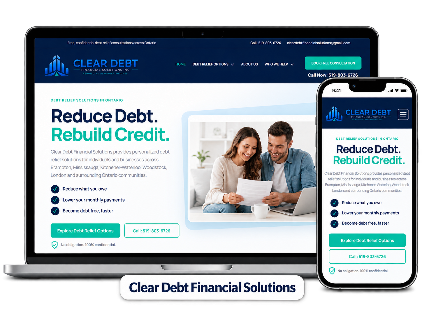 Clear Debt Financial Solutions responsive website project by DotConnex