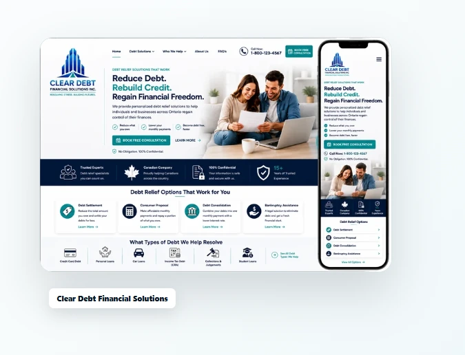 Clear Debt Financial Solutions website by DotConnex