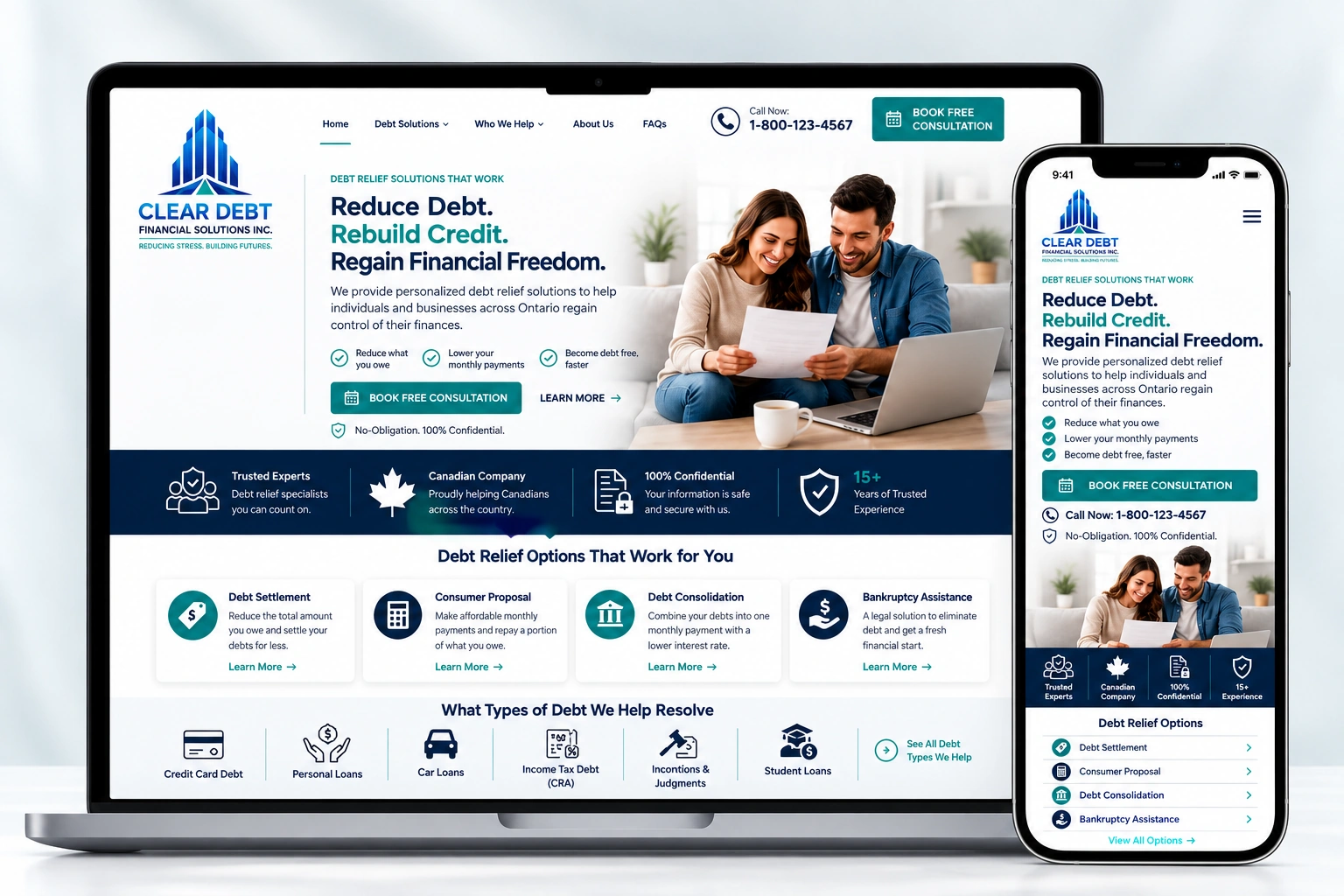 Clear Debt Financial Solutions website by DotConnex