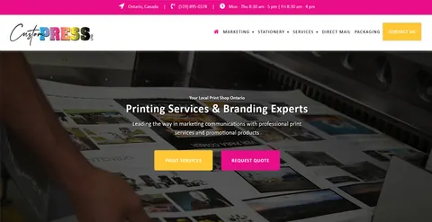 Custom Press LTD website design project by DotConnex