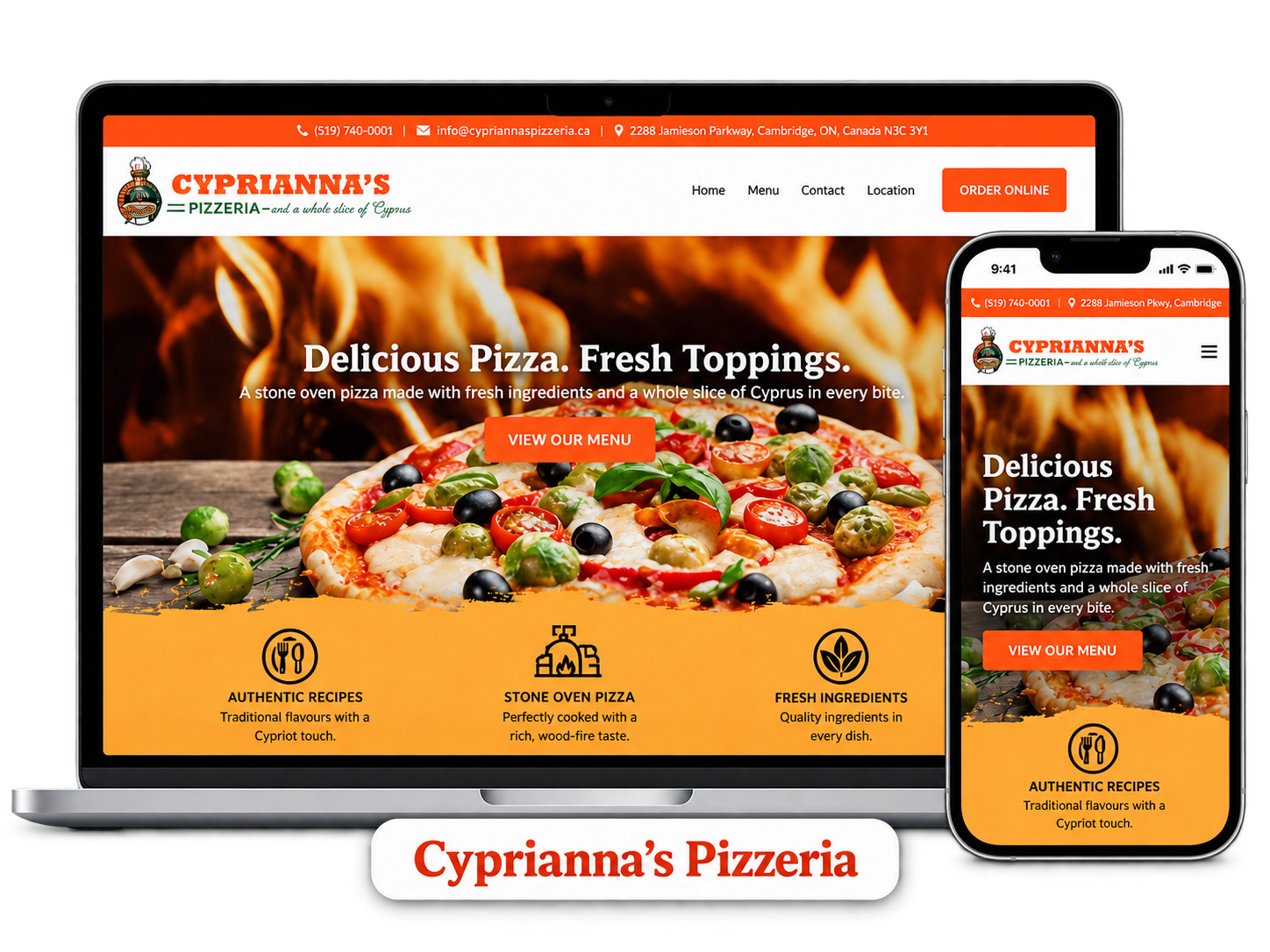 Cyprianna's Pizzeria responsive website project by DotConnex