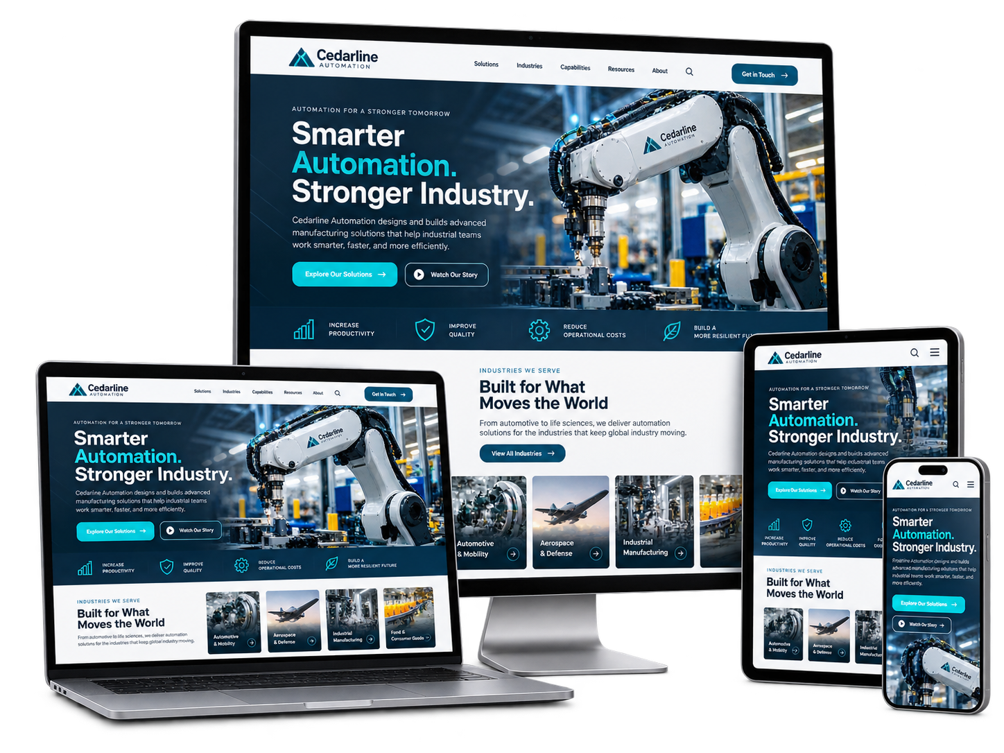Responsive London Ontario business website design shown across desktop, laptop, tablet and mobile devices