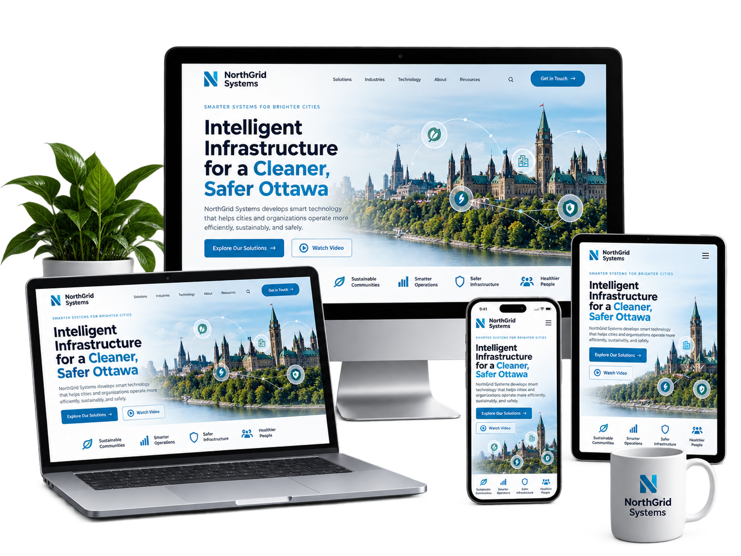 Responsive Ottawa business website design shown across desktop, laptop, tablet and mobile devices