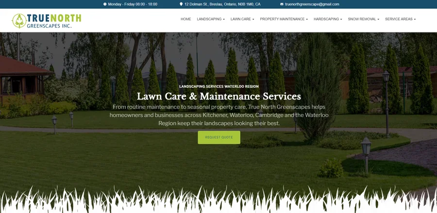True North Greenscapes website project by DotConnex