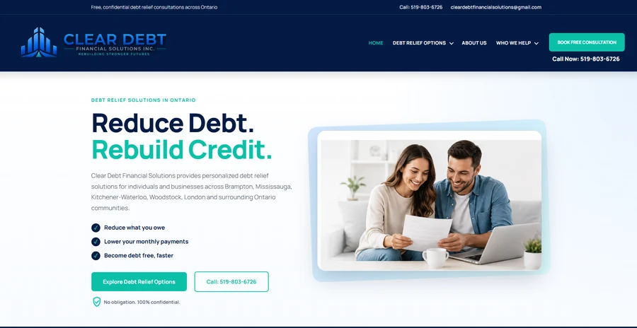 Clear Debt Financial Solutions website project by DotConnex