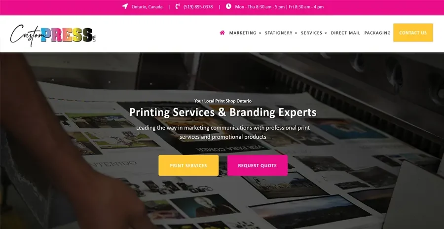 Custom Press Limited website project by DotConnex