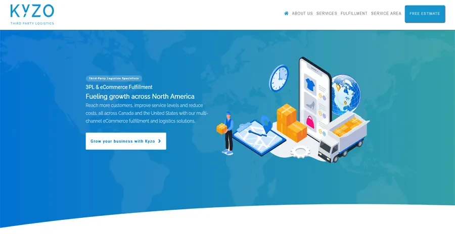 Kyzo third party logistics website project by DotConnex