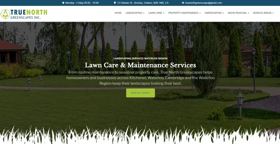 True North Greenscapes landscaping website project by DotConnex