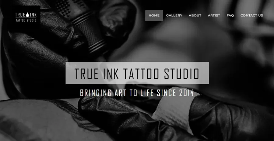 TrueInk Tattoos website project by DotConnex