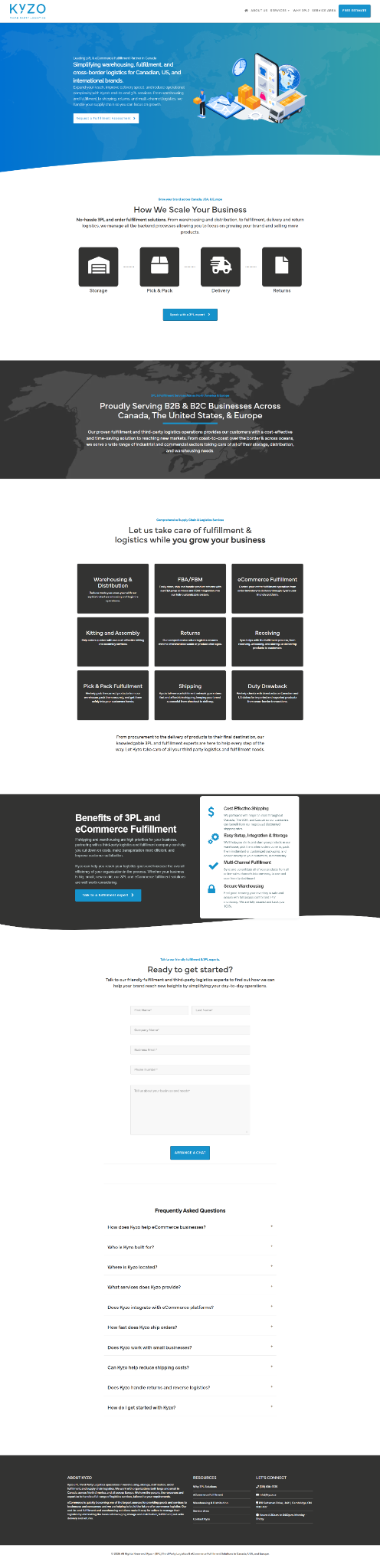 Full current Kyzo website created by DotConnex