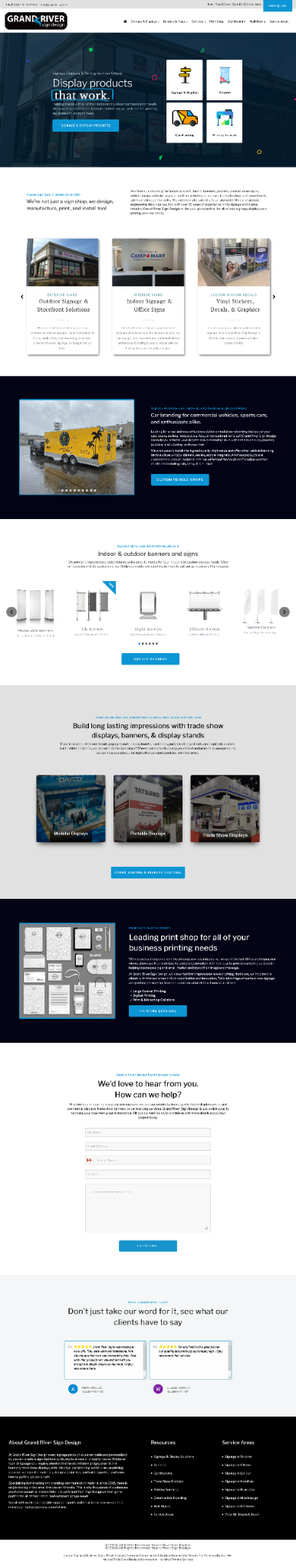 Full current Grand River Sign Design website after redesign by DotConnex