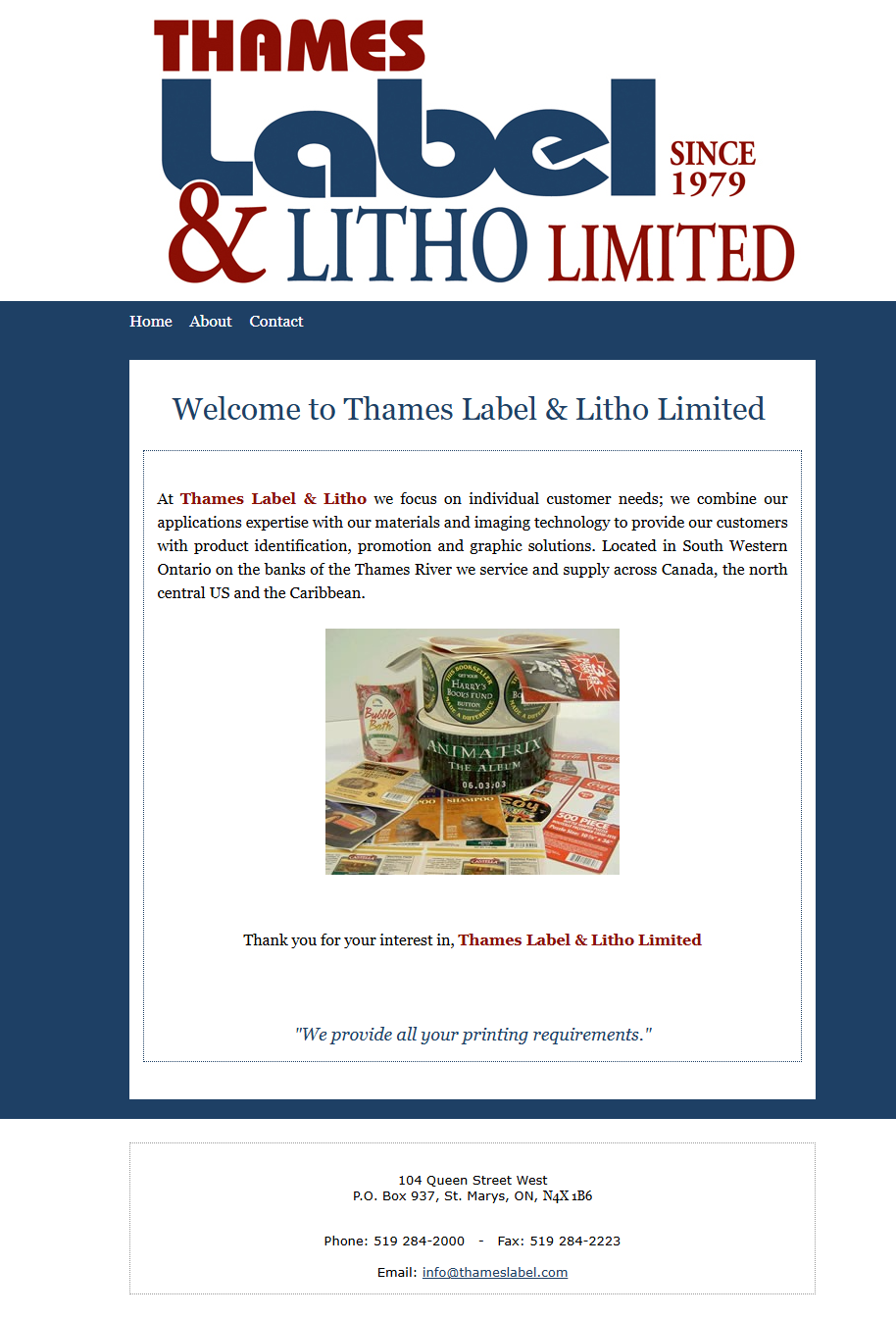 Original Thames Label and Litho website before redesign