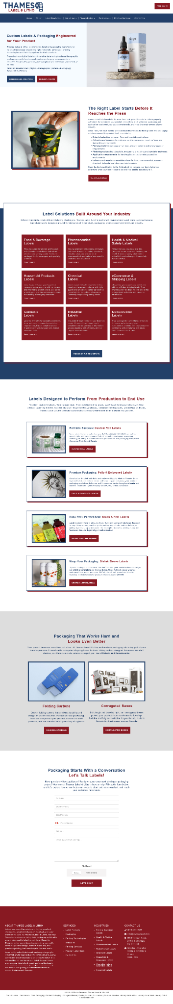 Full current Thames Label and Litho website after redesign by DotConnex